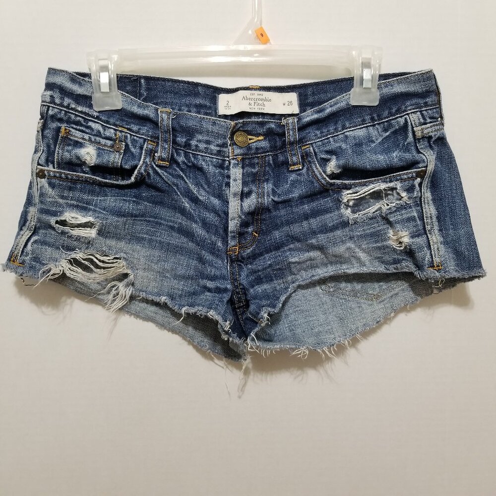 Abercrombie & Fitch shorts 2 distressed denim jean micro mini low rise Y2K